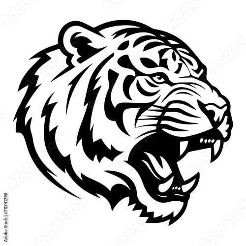 tiger black silhouette logo svg vector, tiger icon illustration.