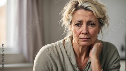 middle aged white british woman looking upset with despair. generative AI photo