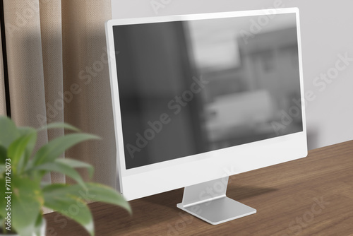 Realistic rendering monitor mockup with reflection (ID: 711742073)