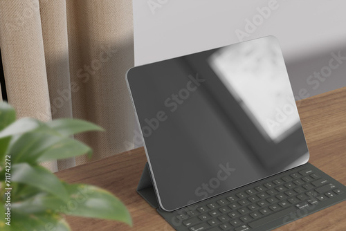 Realistic tablet rendering mockup with reflection (ID: 711742272)