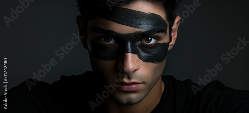 handsome guy with artistic black shadow on his