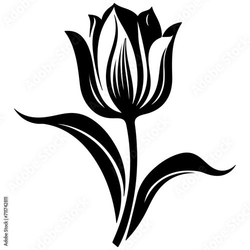 tulip flower graphic black and white isolated illustration vector