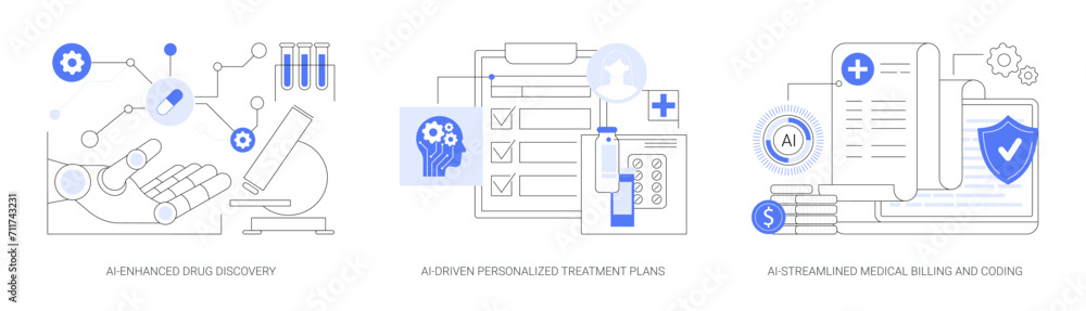 Artificial Intelligence in Healthcare abstract concept vector illustrations. Artificial Intelligence in Healthcare abstract concept vector illustrations.