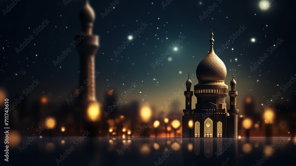 Ramadan Lantern Moon in the background
 - obrazy, fototapety, plakaty 