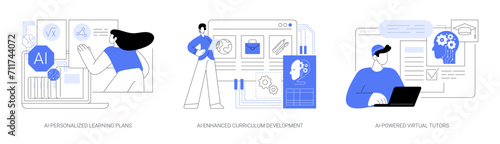 AI in Education abstract concept vector illustrations.