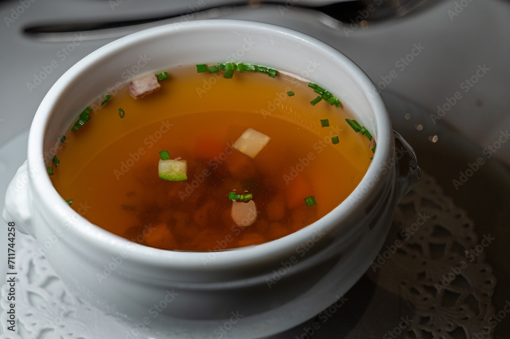 Bowl of soup. Traditional homemade beef soup with vegetable. Bowl of soup. Traditional homemade beef soup with vegetable.