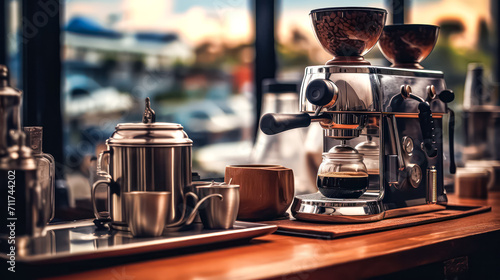 Experience the essence of a cafe with a glimpse of a drip coffee maker, promising the aromatic anticipation of freshly brewed coffee in every cup.