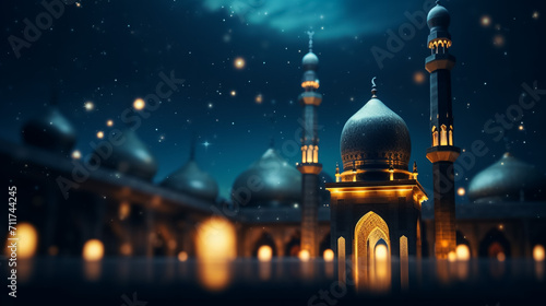 Ramadan Lantern Moon in the background 