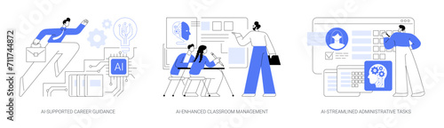 AI in Learning Management abstract concept vector illustrations.