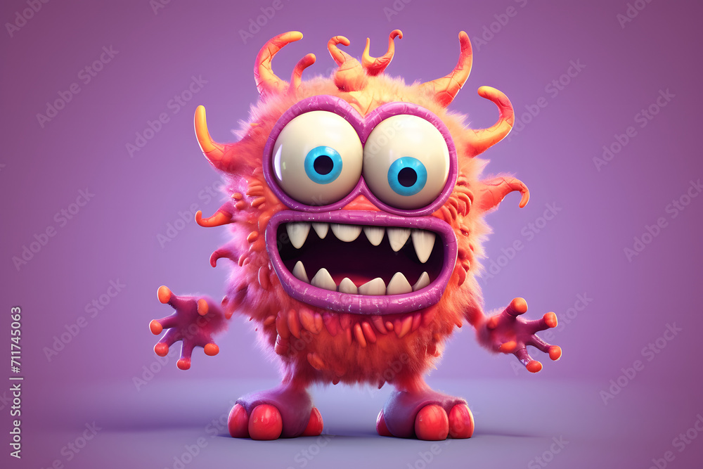 Naklejka premium 3d rendering cute monster Banshee cartoons