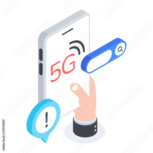 5g internet connection, isometric style icon 