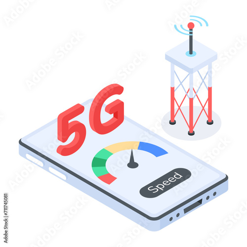 5g internet connection, isometric style icon 