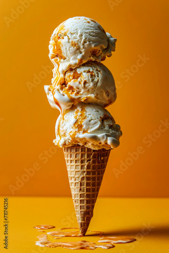 Generative AI illustration of Ice Cream Cone of various flavors