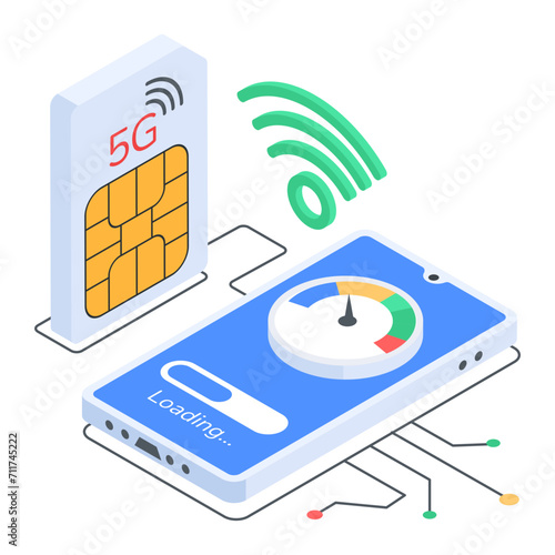 5g internet connection, isometric style icon 