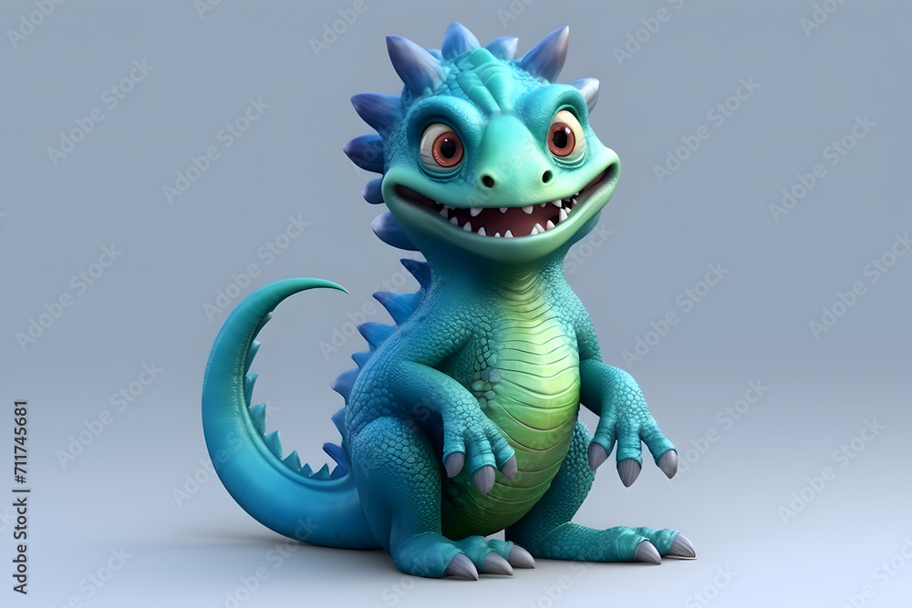 3d rendering cute monster Basilisk cartoon 3d rendering cute monster Basilisk cartoon