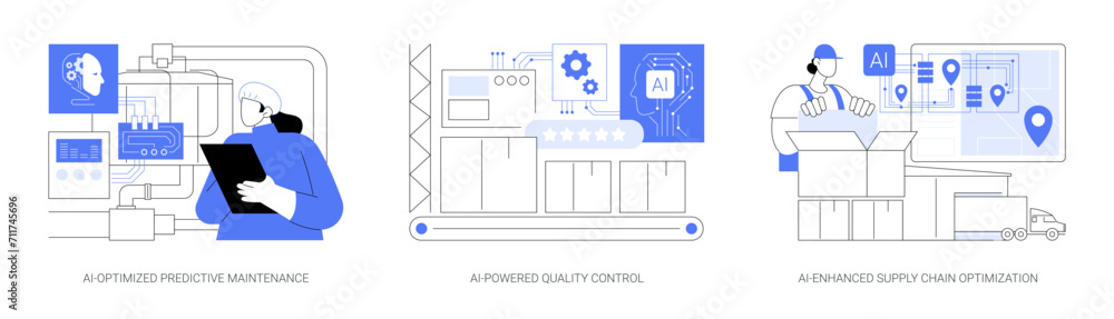 AI in Manufacturing abstract concept vector illustrations.