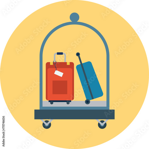 cart with luggage. hotel icon vector png. beach icon png. tourist place vector icon. tourism, vacationist, globetrotting, hostel, visitor, traverse, travel icon png.