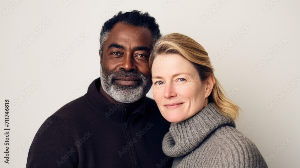 Serene moment as a European couple enjoys a warm hug indoors. Serene moment as a European couple enjoys a warm hug indoors.