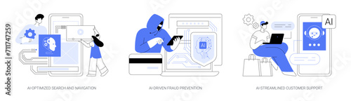 AI in online shopping abstract concept vector illustrations.