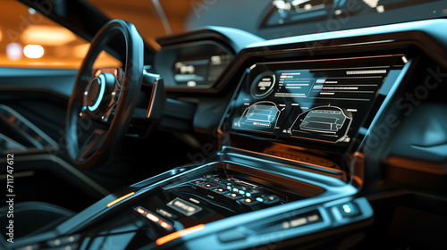 Futuristic car dashboard boasting cutting-edge design and advanced technology © Tazzi Art