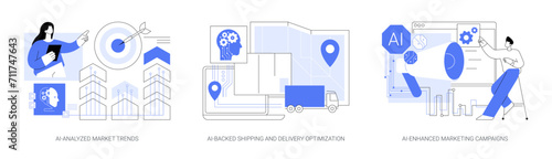 AI Technology in E-commerce abstract concept vector illustrations.
