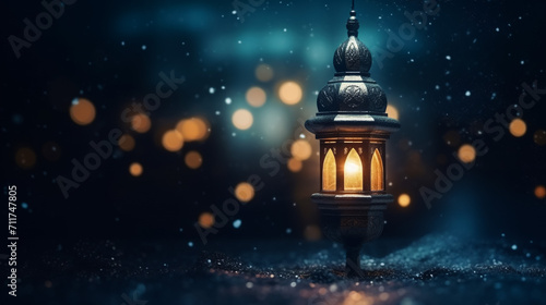 Ramadan Lantern Moon in the background 