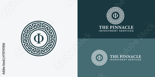 фотография Phi Greek logo applied for business and finance industry logo presented with multiple background colors