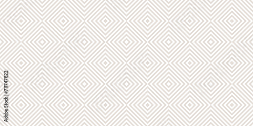 Vector geometric seamless pattern with squares, rhombuses, stripes, diagonal lines, repeat tiles. Subtle abstract texture. Delicate white and beige background. Simple minimalist repeated geo design photo