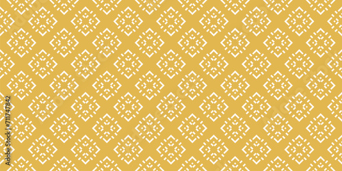 Vector geometric seamless pattern. Elegant mustard yellow color ornament. Winter Christmas theme abstract graphic background. Simple minimal ethnic folk style texture. Repeated decorative geo design