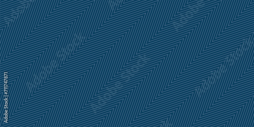 Zigzag lines seamless pattern. Vector ornament with thin diagonal zig zag, stripes, chevron. Blue jeans texture. Abstract minimalist geometric background. Simple minimal repeated decorative design
