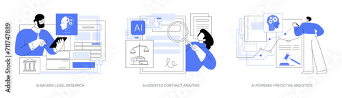 AI in Legal Services abstract concept vector illustrations.