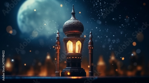 Ramadan Lantern Moon in the background
 photo