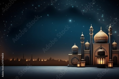 Ramadan celebration background with empty copy space Generative Ai © LayerAce.com