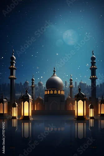 Ramadan celebration background with empty copy space Generative Ai © LayerAce.com
