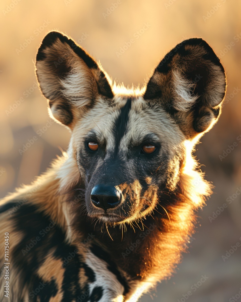 portrait of a majestic african wild dog in the savannah - ai-generated portrait of a majestic african wild dog in the savannah - ai-generated
