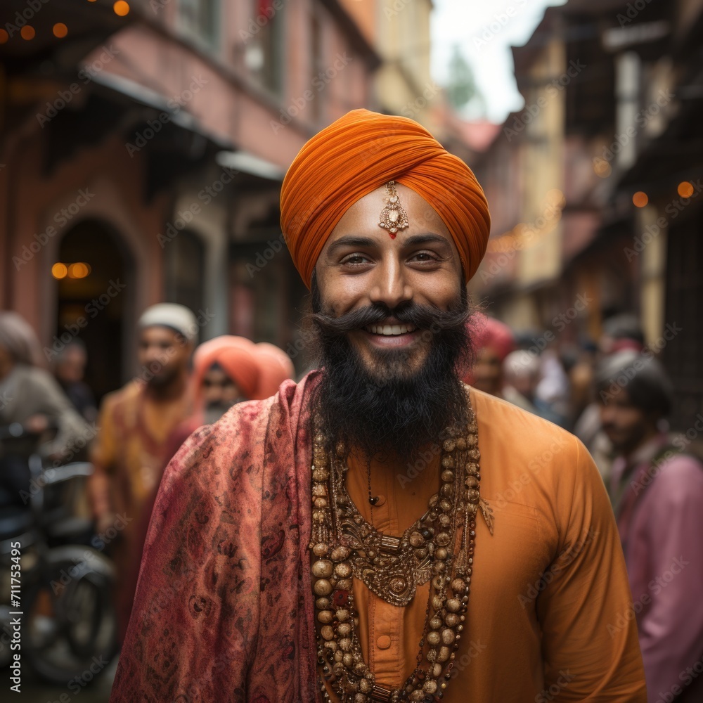 A photo of man in road hindu man or indian man concept Generative AI