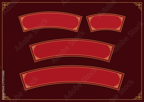 Classic Chinese style banner frame scroll board decoration with gold thin line.
