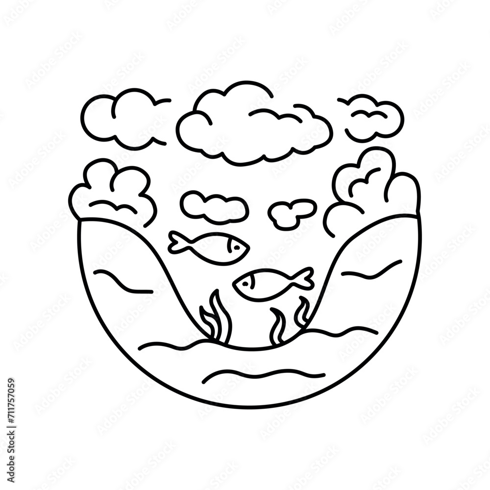 Carbon Nitrogen Oxygen Water color line icon. Composting. Vector isolated element. Carbon Nitrogen Oxygen Water color line icon. Composting. Vector isolated element.
