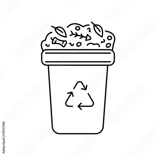 Compost barrel color line icon. Composting. Vector isolated element.