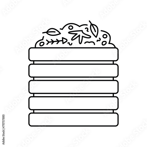 Compost box color line icon. Composting. Vector isolated element.