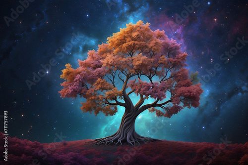 tree with fantasy sky background © IOLA