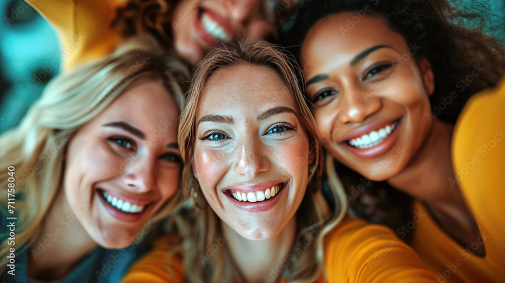 portrait of a smiling women with her frends portrait of a smiling women with her frends