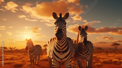 A group of zebras grazing on the African savanna