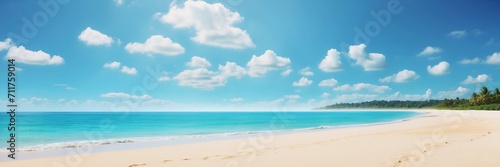 A ocean shore. Paradise beach. Summer background. Seascape. A gorgeous island. Natural landscape. Seasonal wallpaper, banner.
