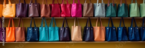 Multicolored womens bags - trendy fashion accessories for sale, banner display of stylish handbags