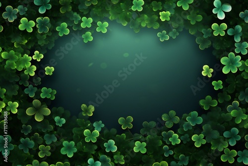 Saint Patrick's Day background made of vivid shamrocks with empty copy space Generative Ai