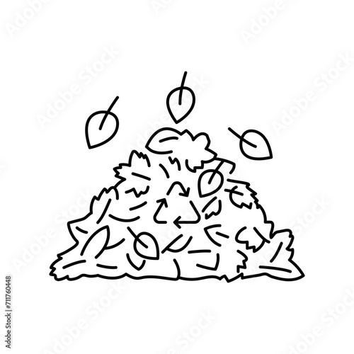 Leaf compost color line icon. Composting. Vector isolated element.