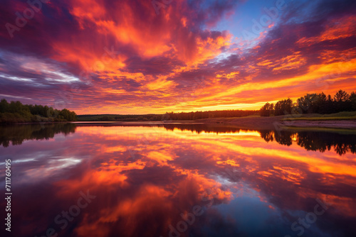 sunset over the river