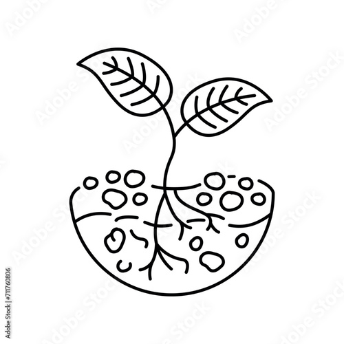 Mineral fertilizer color line icon. Composting. Vector isolated element.