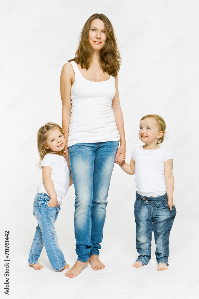 portrait of mother with her two young daughters portrait of mother with her two young daughters